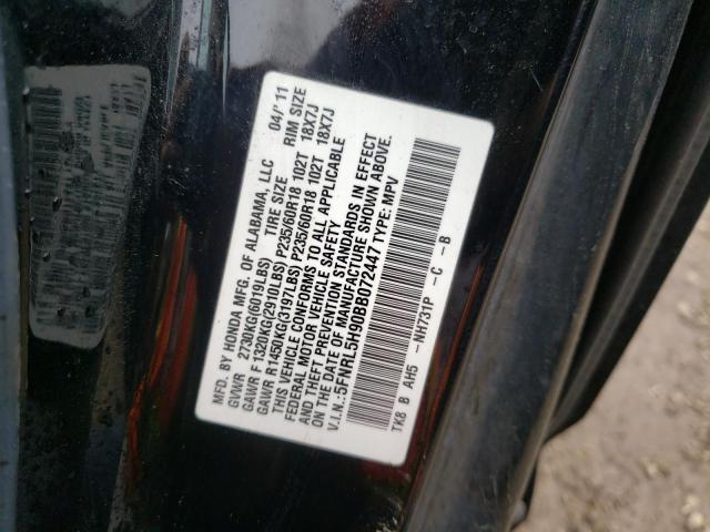 Photo 10 from auction – 2011 HONDA ODYSSEY TO with VIN 5FNRL5H90BB072447