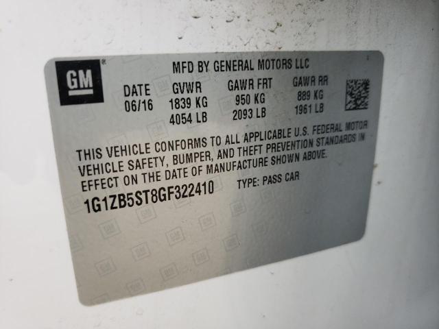 Photo 10 from auction – 2016 CHEVROLET MALIBU LS with VIN 1G1ZB5ST8GF322410