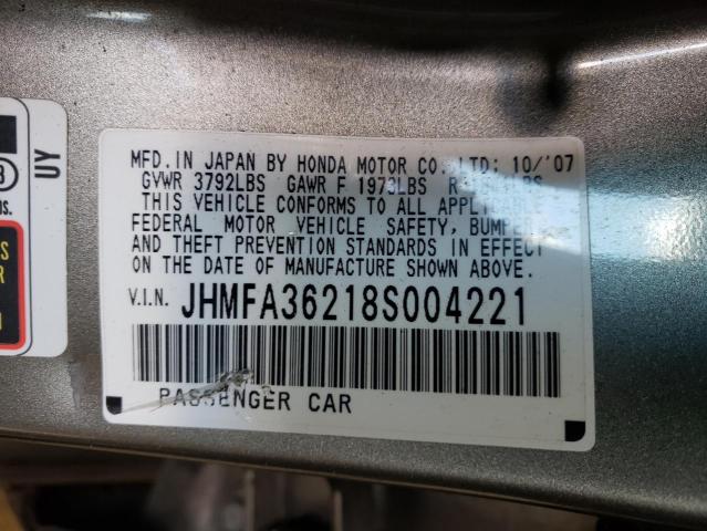 Photo 10 from auction – 2008 HONDA CIVIC HYBR with VIN JHMFA36218S004221