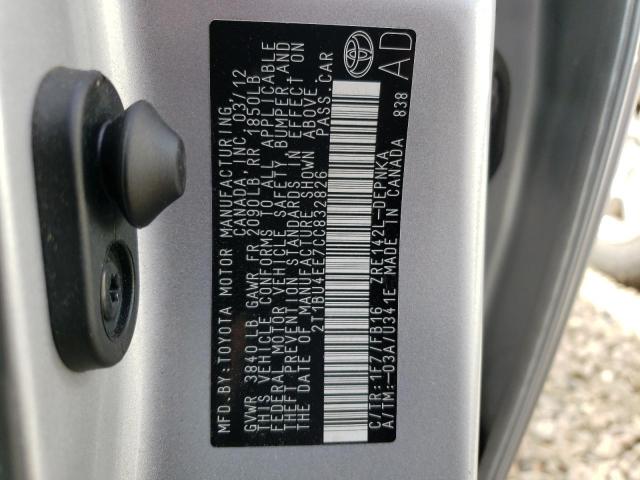 Photo 10 from auction – 2012 TOYOTA COROLLA BA with VIN 2T1BU4EE7CC832826