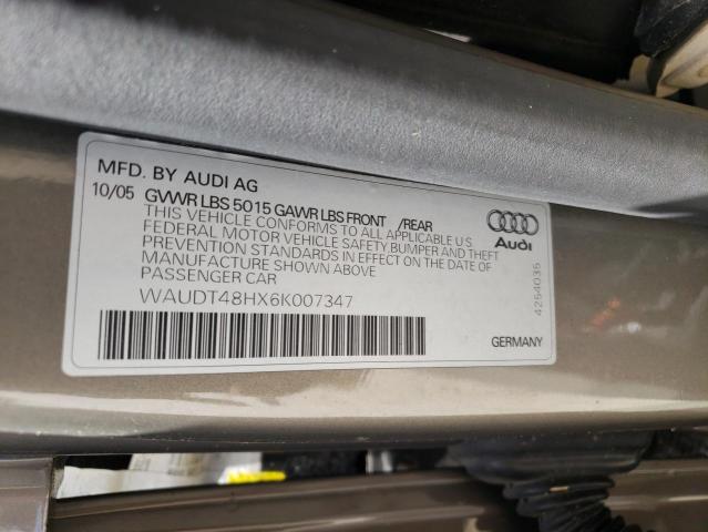 Photo 10 from auction – 2006 AUDI A4 QUATTRO with VIN WAUDT48HX6K007347