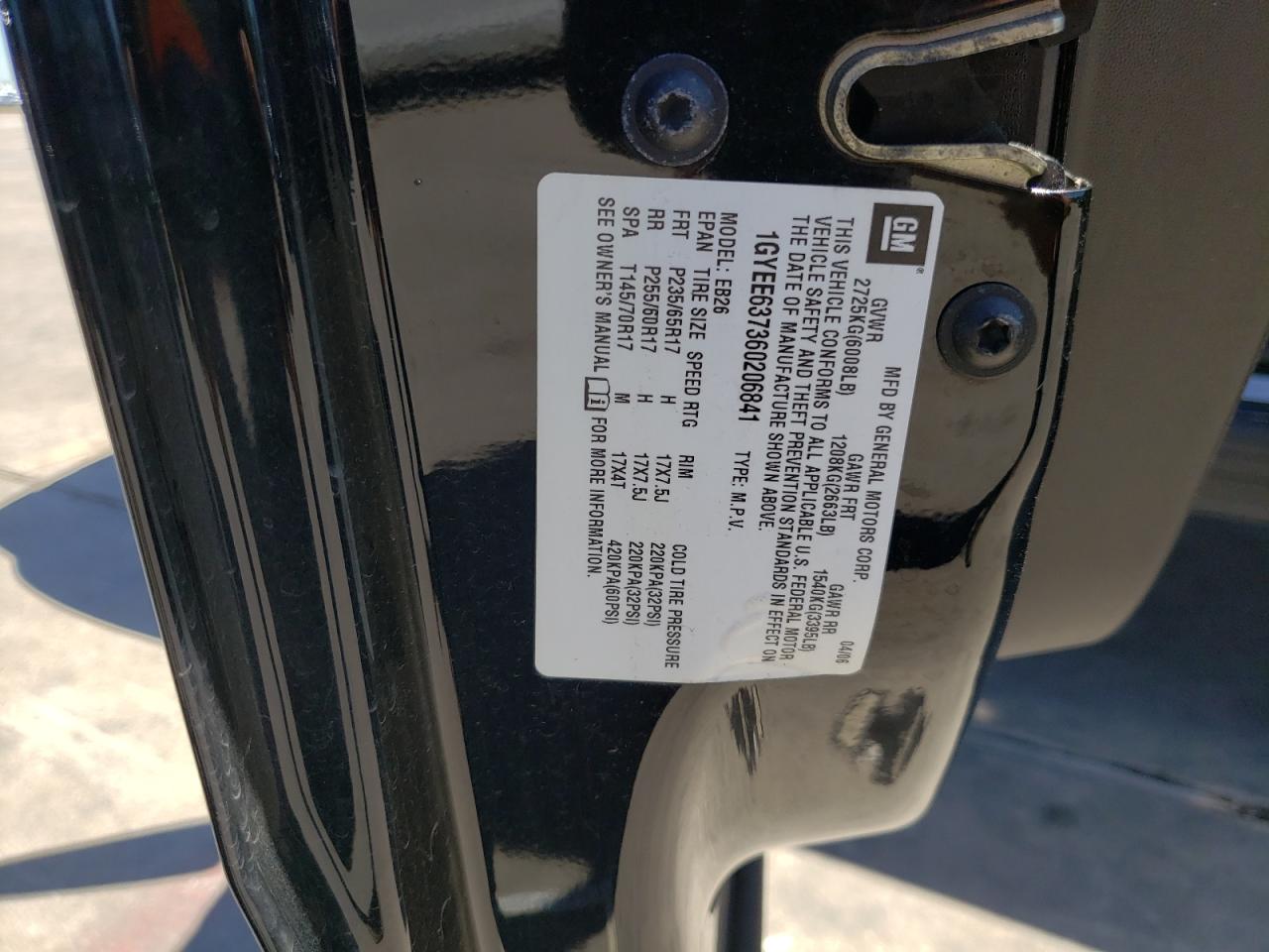 Photo 10 from auction – 2006 CADILLAC SRX with VIN 1GYEE637360206841