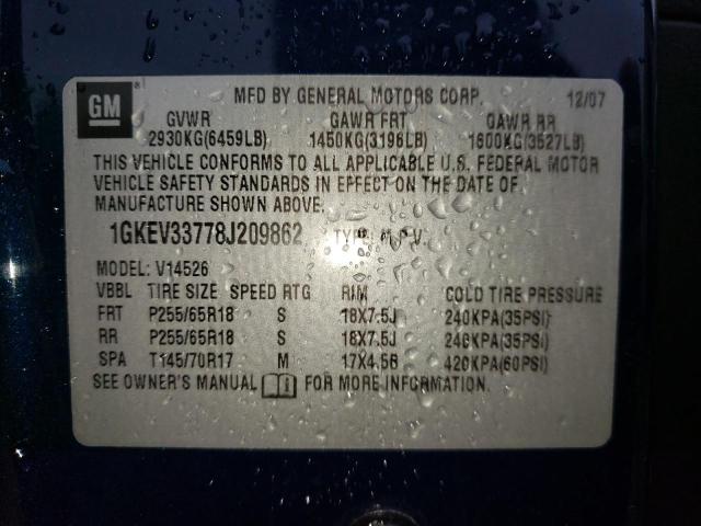 Photo 10 from auction – 2008 GMC ACADIA SLT with VIN 1GKEV33778J209862