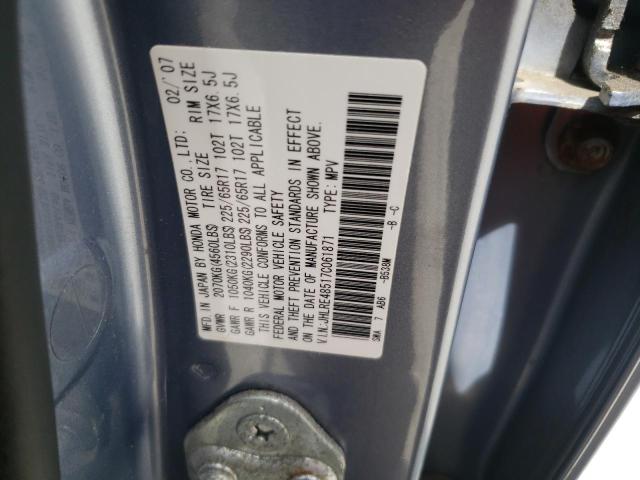 Photo 10 from auction – 2007 HONDA CR-V EX with VIN JHLRE48517C061871