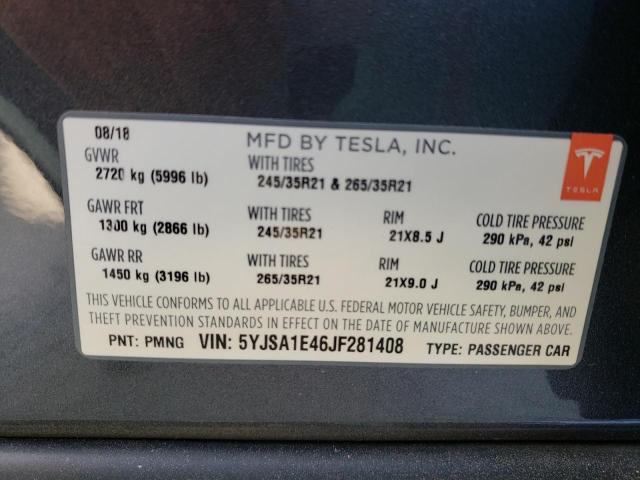 Photo 10 from auction – 2018 TESLA MODEL S with VIN 5YJSA1E46JF281408