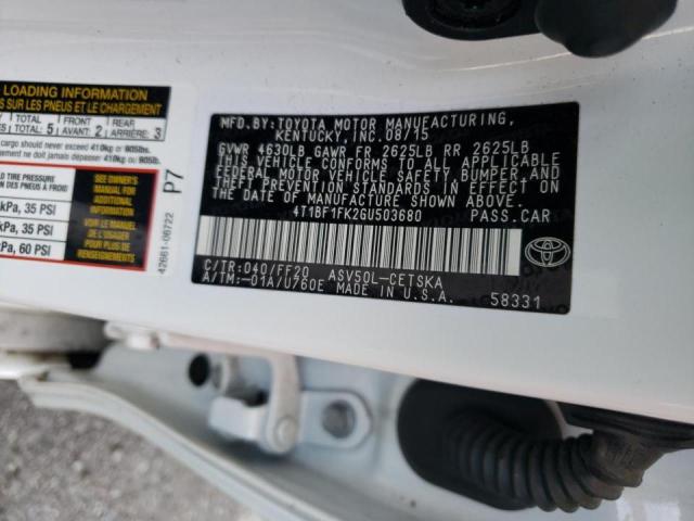 Photo 10 from auction – 2016 TOYOTA CAMRY LE with VIN 4T1BF1FK2GU503680