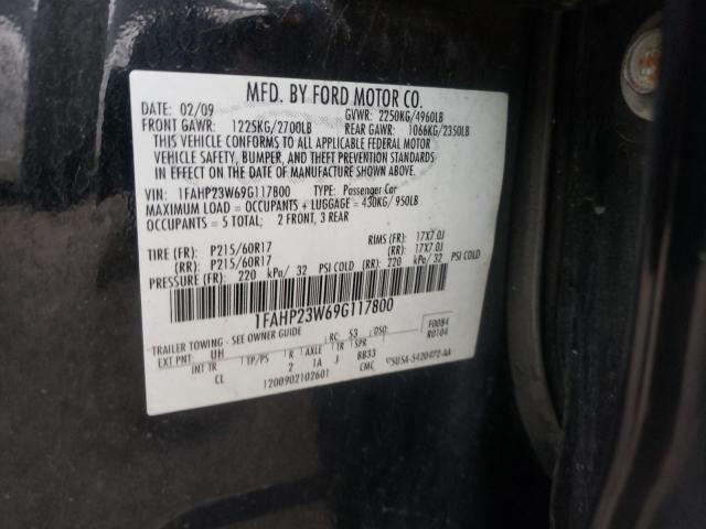 Photo 10 from auction – 2009 FORD TAURUS SE with VIN 1FAHP23W69G117800