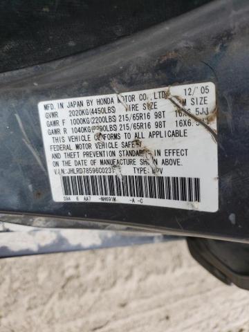 Photo 10 from auction – 2006 HONDA CR-V LX with VIN JHLRD78596C023128