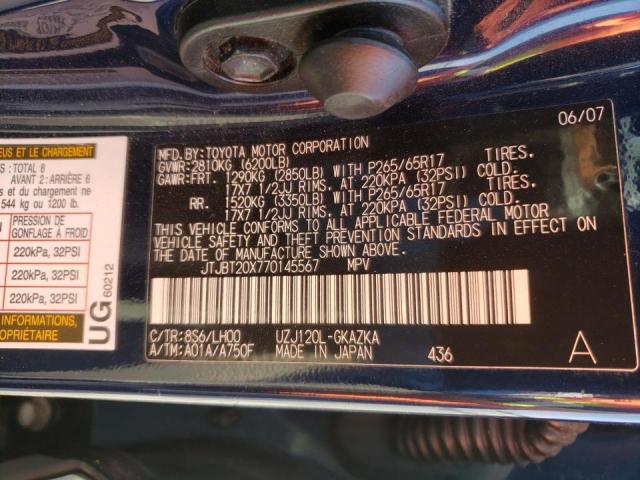 Photo 10 from auction – 2007 LEXUS GX 470 with VIN JTJBT20X770145567