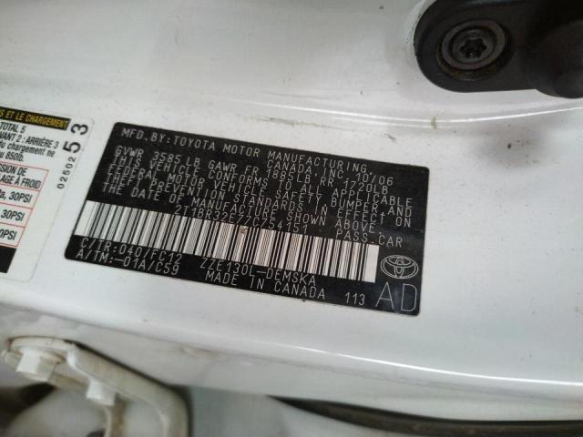 Photo 10 from auction – 2007 TOYOTA COROLLA CE with VIN 2T1BR32E77C754151