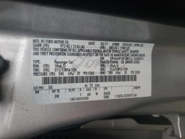 Фото 10 с аукциона – 2012 FORD FOCUS SE с VIN 1FAHP3F26CL122931