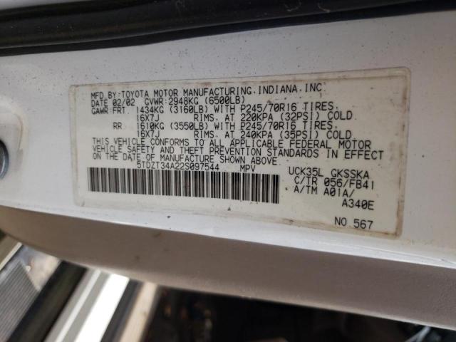Photo 10 from auction – 2002 TOYOTA SEQUOIA SR with VIN 5TDZT34A22S097544
