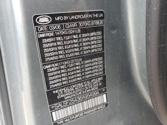 Photo 10 from auction – 2006 LAND ROVER RANGE ROVE with VIN SALSF25436A954994