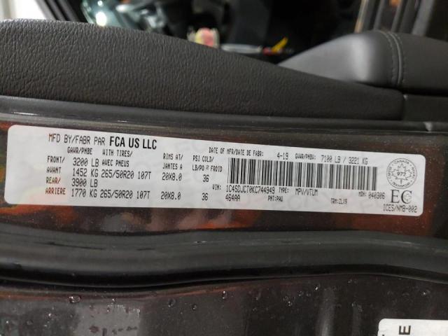 Photo 10 from auction – 2019 DODGE DURANGO R/ with VIN 1C4SDJCT0KC744949