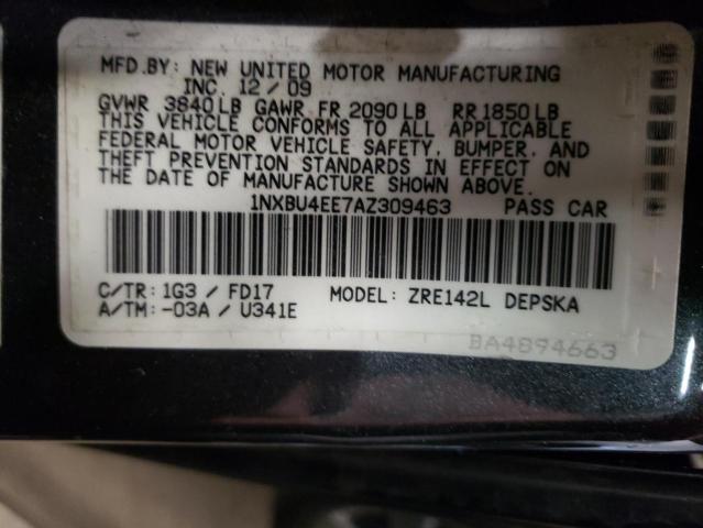 Photo 10 from auction – 2010 TOYOTA COROLLA BA with VIN 1NXBU4EE7AZ309463