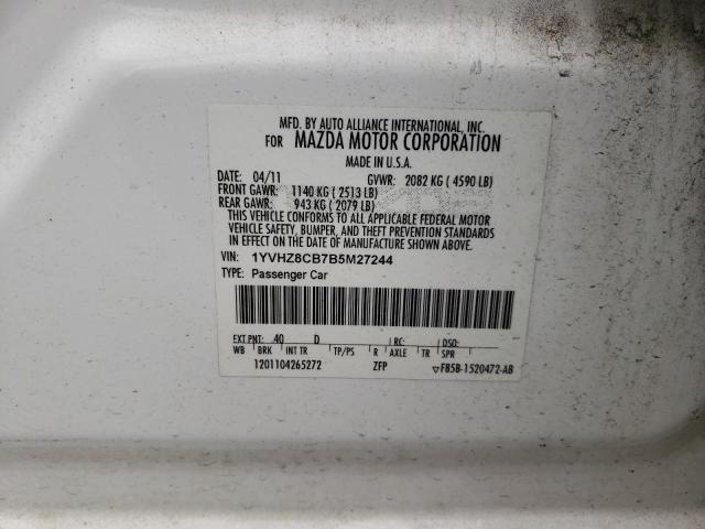 Photo 10 from auction – 2011 MAZDA 6 S with VIN 1YVHZ8CB7B5M27244