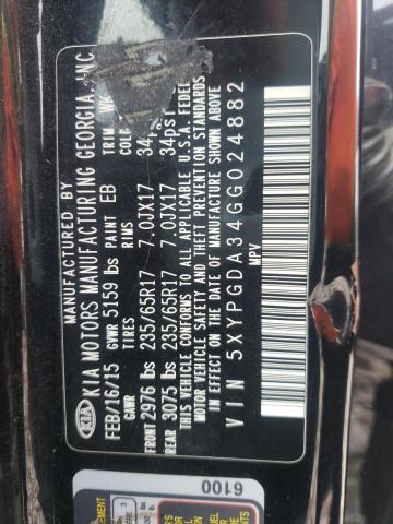 Photo 10 from auction – 2016 KIA SORENTO LX with VIN 5XYPGDA34GG024882