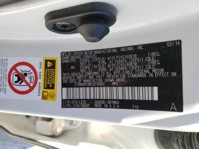 Photo 10 from auction – 2014 TOYOTA HIGHLANDER with VIN 5TDKKRFH8ES010882