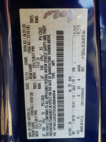 Photo 10 from auction – 2016 FORD ESCAPE SE with VIN 1FMCU0G70GUB84004