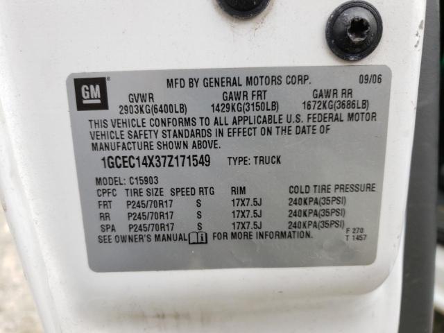 Photo 10 from auction – 2007 CHEVROLET SILVERADO with VIN 1GCEC14X37Z171549