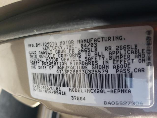 Photo 10 from auction – 2003 TOYOTA AVALON XL with VIN 4T1BF28B33U325579