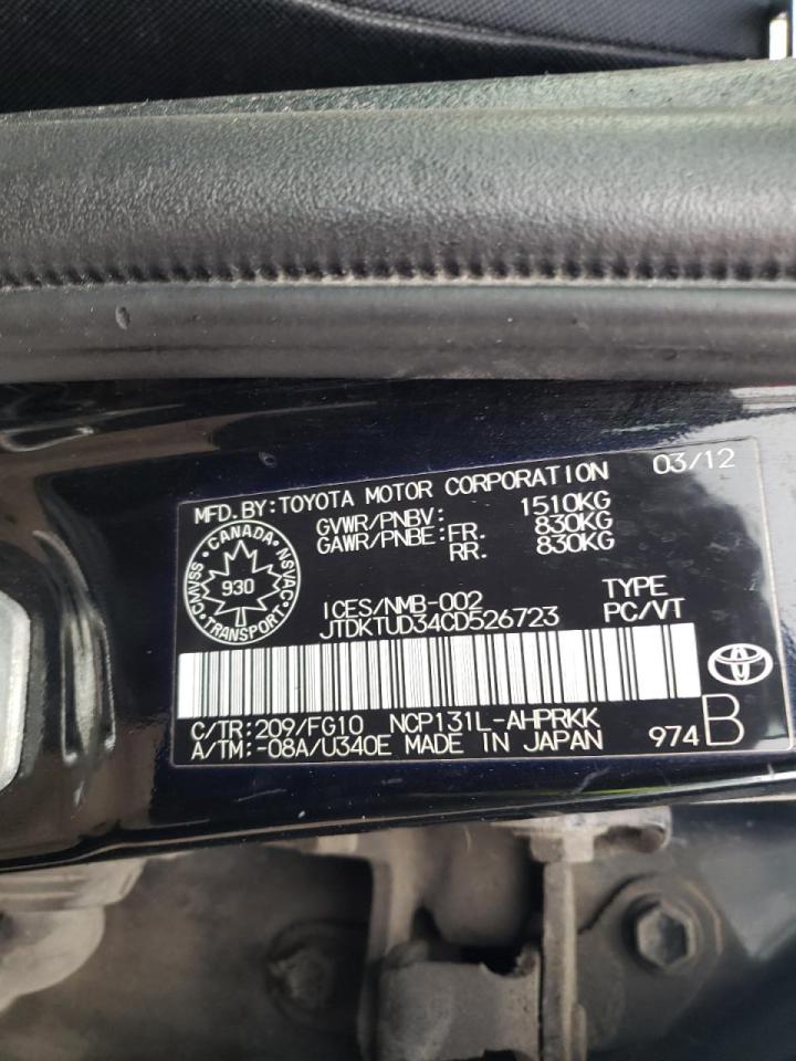 Photo 10 from auction – 2012 TOYOTA YARIS with VIN JTDKTUD34CD526723