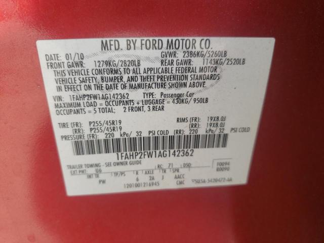 Photo 10 from auction – 2010 FORD TAURUS LIM with VIN 1FAHP2FW1AG142362
