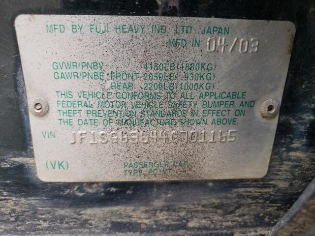 SUBARU FORESTER 2 2004 with VIN JF1SG63644G701165 - Photo from auction