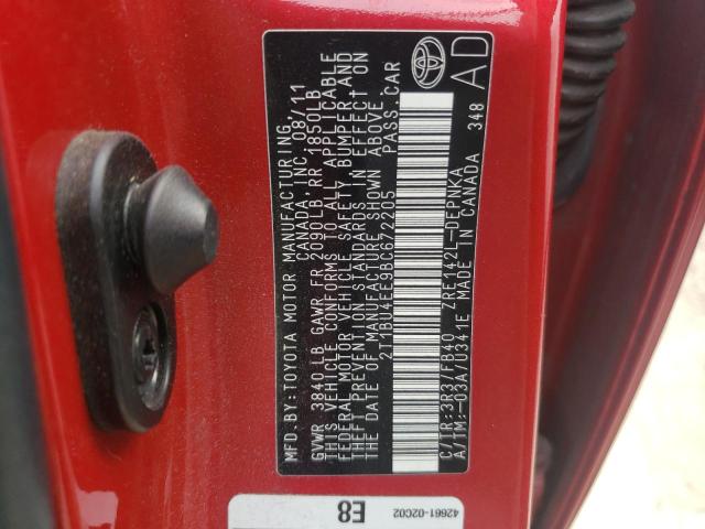 Photo 10 from auction – 2011 TOYOTA COROLLA BA with VIN 2T1BU4EE9BC672205