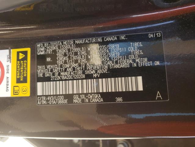 Photo 10 from auction – 2013 LEXUS RX 350 with VIN 2T2ZK1BA2DC120208