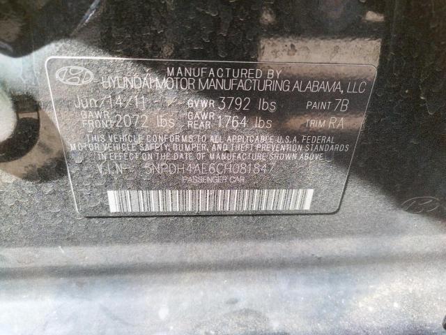 Photo 10 from auction – 2012 HYUNDAI ELANTRA GL with VIN 5NPDH4AE6CH081847