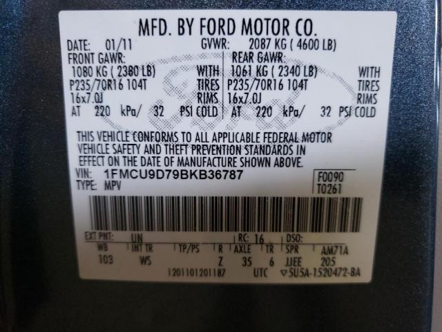 FORD ESCAPE XLT 2011 with VIN 1FMCU9D79BKB36787 - Photo from auction