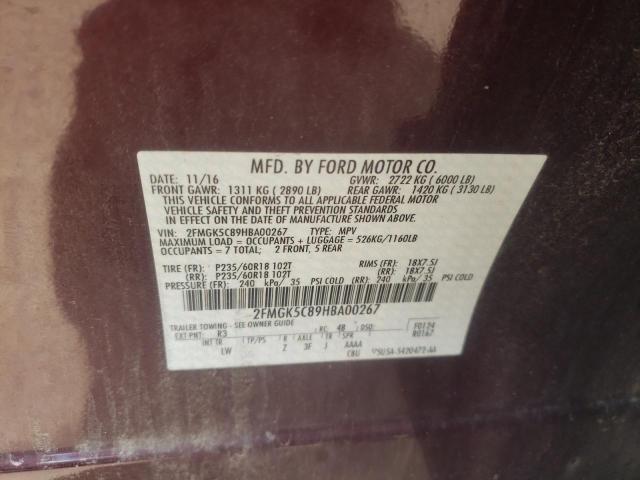 Photo 10 from auction – 2017 FORD FLEX SEL with VIN 2FMGK5C89HBA00267