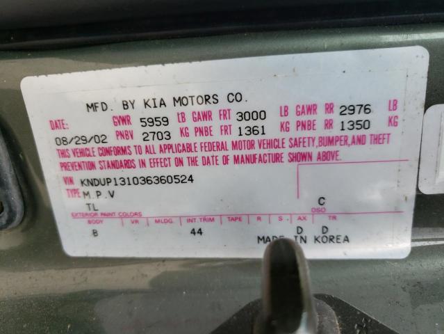 Photo 10 from auction – 2003 KIA SEDONA with VIN KNDUP131036360524
