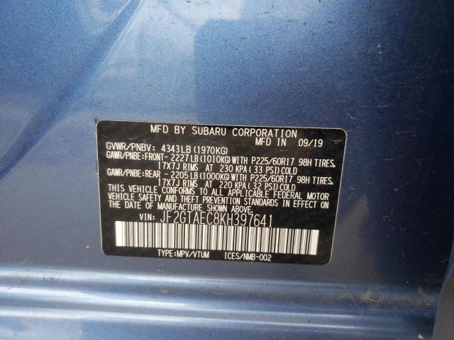 Photo 10 from auction – 2019 SUBARU CROSSTREK with VIN JF2GTAEC8KH397641