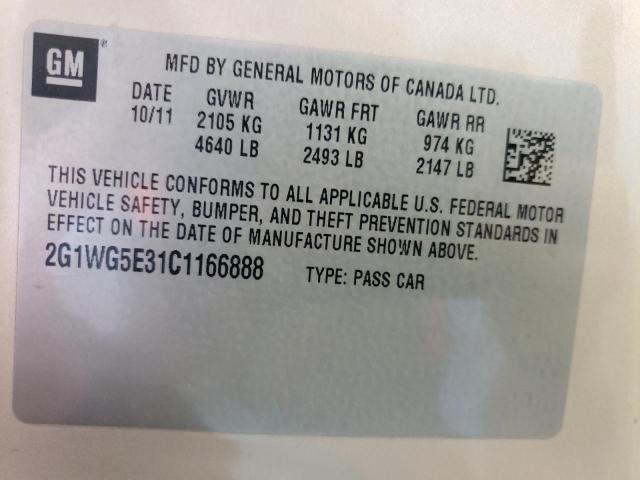 Photo 10 from auction – 2012 CHEVROLET IMPALA LT with VIN 2G1WG5E31C1166888