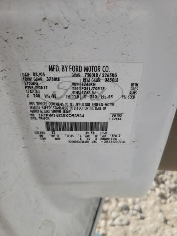 FORD F150 SUPER 2005 with VIN 1FTPW14535KD93934 - Photo from auction