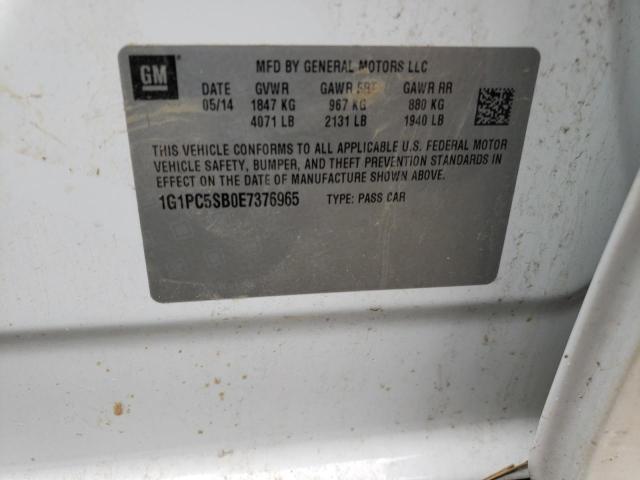 CHEVROLET CRUZE LT 2014 with VIN 1G1PC5SB0E7376965 - Photo from auction