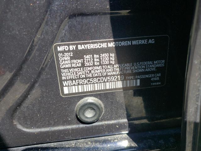 Photo 10 from auction – 2012 BMW 550 I with VIN WBAFR9C58CDV59219