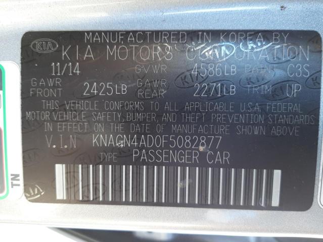 Photo 10 from auction – 2015 KIA OPTIMA HYB with VIN KNAGN4AD0F5082877