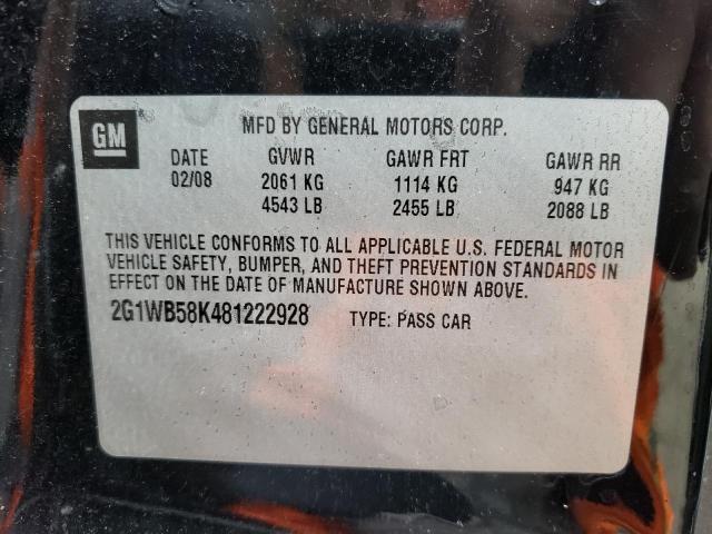 Photo 10 from auction – 2008 CHEVROLET IMPALA LS with VIN 2G1WB58K481222928