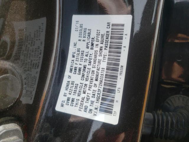 Photo 10 from auction – 2017 HONDA ACCORD EX with VIN 1HGCR2F72HA009759