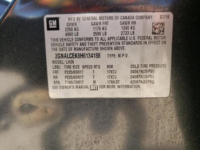 Photo 10 from auction – 2017 CHEVROLET EQUINOX LT with VIN 2GNALCEK8H6134188