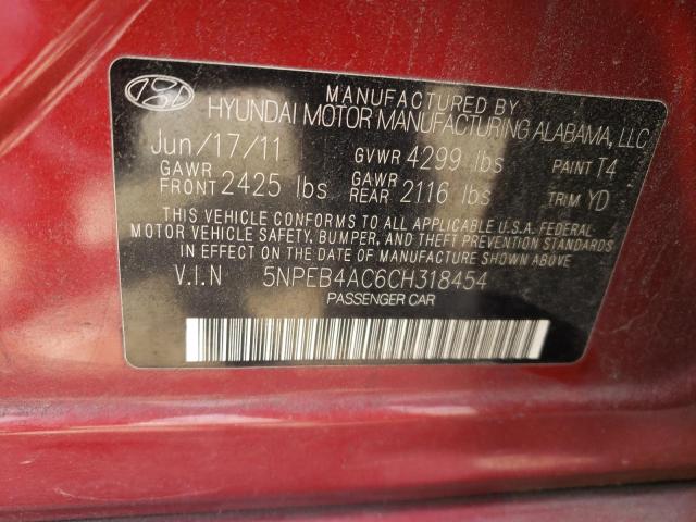Photo 10 from auction – 2012 HYUNDAI SONATA GLS with VIN 5NPEB4AC6CH318454