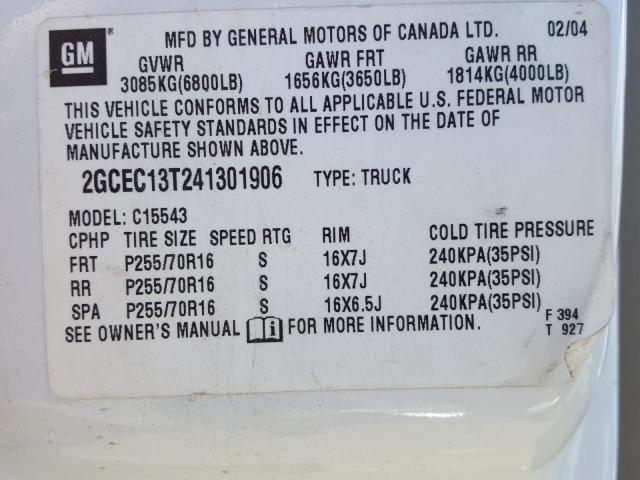 Photo 10 from auction – 2004 CHEVROLET SILVERADO with VIN 2GCEC13T241301906