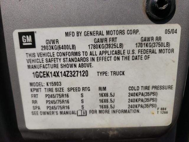 Photo 10 from auction – 2004 CHEVROLET SILVERADO with VIN 1GCEK14X14Z327120