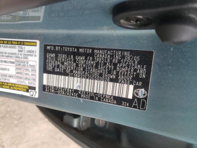 Photo 10 from auction – 2005 TOYOTA COROLLA CE with VIN 2T1BR32E35C503026
