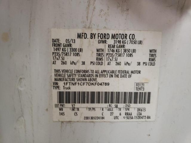 FORD F150 2013 with VIN 1FTNF1CF7DKF04789 - Photo from auction