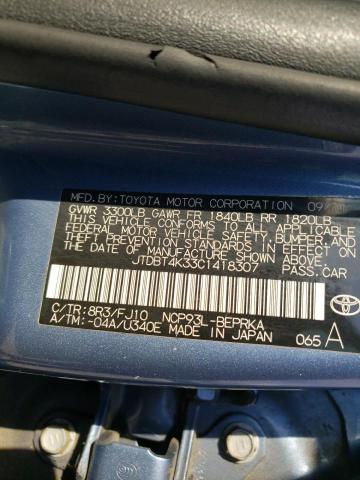 Photo 10 from auction – 2012 TOYOTA YARIS with VIN JTDBT4K33C1418307