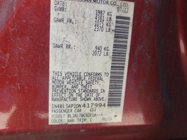 Photo 10 from auction – 2013 NISSAN ALTIMA 3.5 with VIN 1N4BL3AP1DN417994